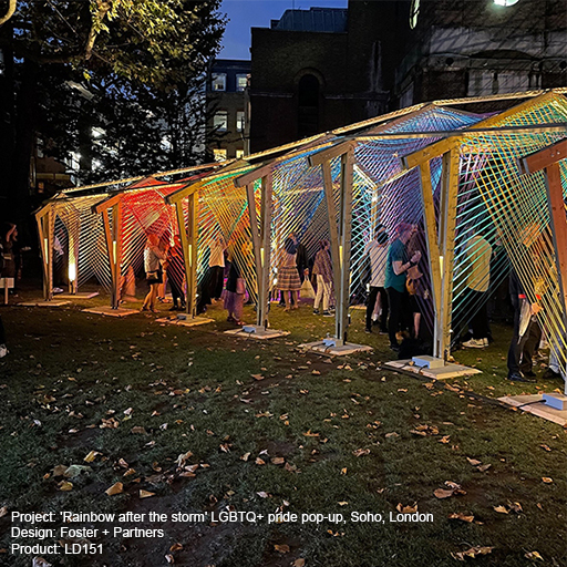 'Rainbow after the storm' LGBTQ+ pride pop-up, Soho, London Lightgraphix Creative Lighting Solutions