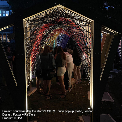 'Rainbow after the storm' LGBTQ+ pride pop-up, Soho, London Lightgraphix Creative Lighting Solutions