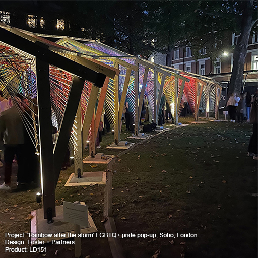 'Rainbow after the storm' LGBTQ+ pride pop-up, Soho, London Lightgraphix Creative Lighting Solutions