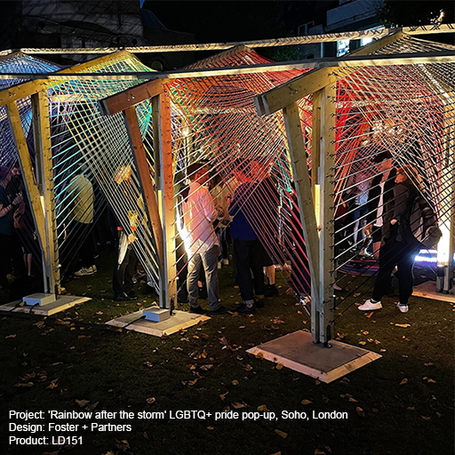 'Rainbow after the storm' LGBTQ+ pride pop-up, Soho, London Lightgraphix Creative Lighting Solutions